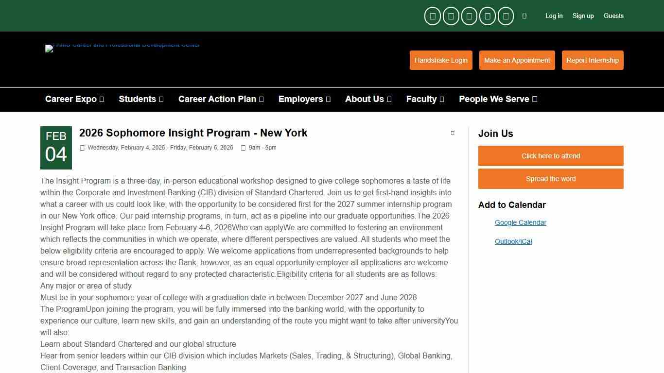 2026 Sophomore Insight Program – New York – Career and Professional Development Center Florida Agricultural and Mechanical University