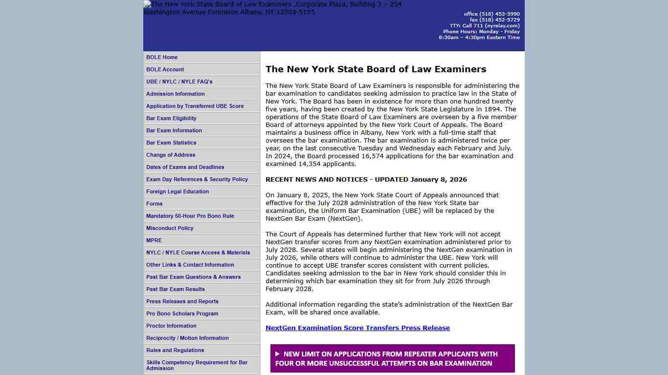 BOLE- OFFICIAL PAGE NEW YORK STATE BAR EXAMINATION